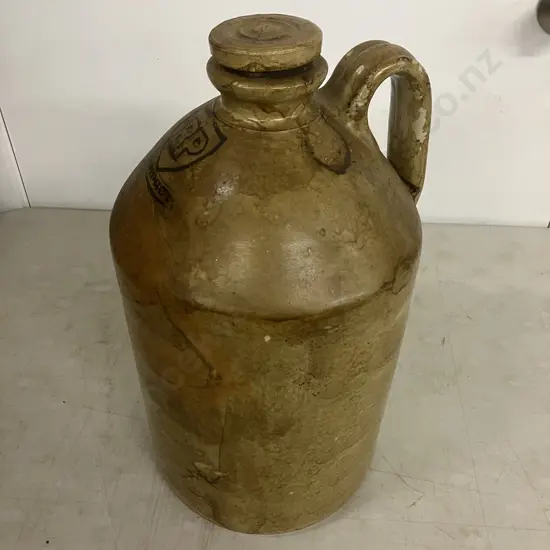 BP Comprox Timaru Potteries Stoneware Demijohn With Stopper, 1940s, Stamped BP Comprox. 43 x 23cm