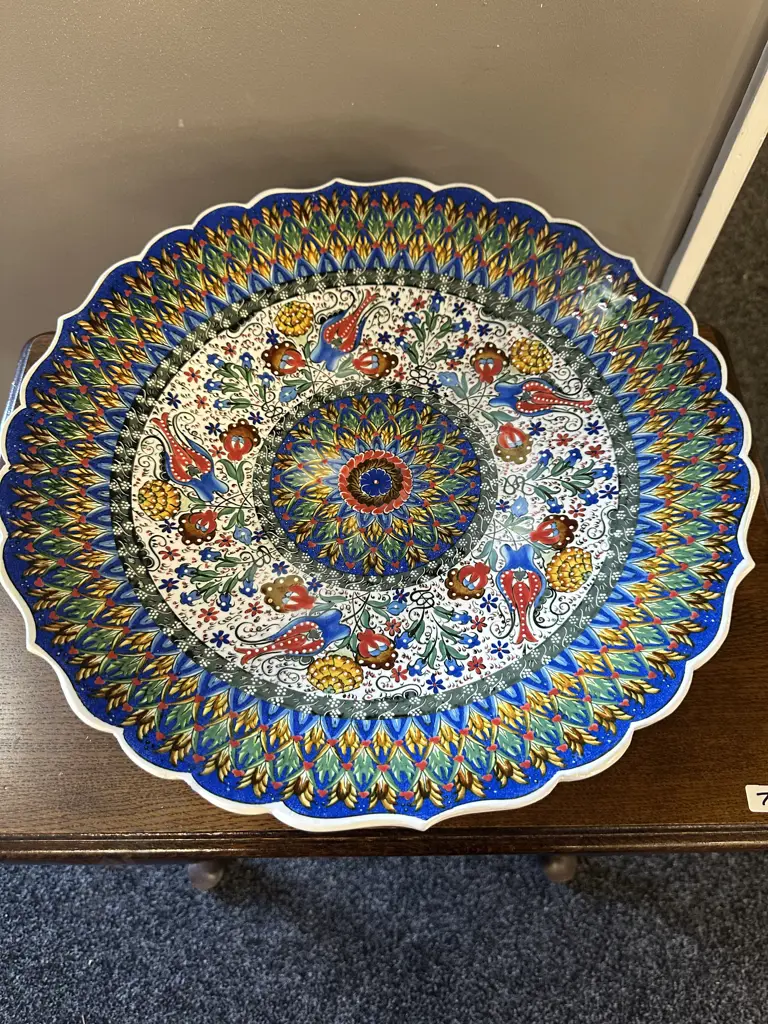 Round Turkish Bowl With Scalloped Edge Dia 43cm.  Image 1++