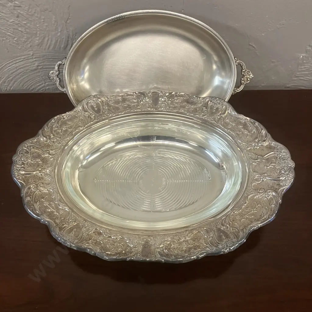 Ex Chandler House - Heavy Hecworth Silver Plate Circular Tray, Mytton Rodd Dish & Lidded Serving Dish With Glass Inner Image 1++