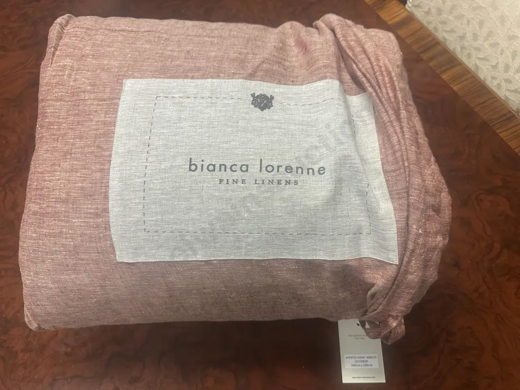 Bianca Lorenne Fine Linens Appetto Dusky Merlot Coverlet 240cm x220cm. RRP $935.00 Image 1++
