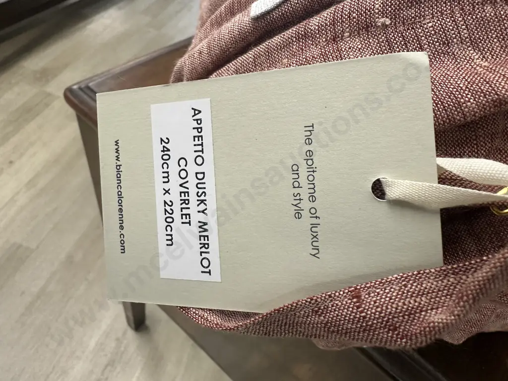 Bianca Lorenne Fine Linens Appetto Dusky Merlot Coverlet 240cm x220cm. RRP $935.00 Image 1++