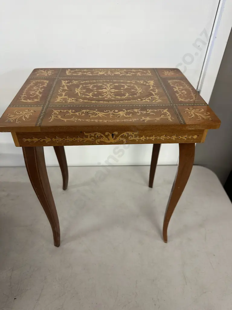 Italian Inlaid Side Table (musical not working) H42,W37,D28cm. Image 1++