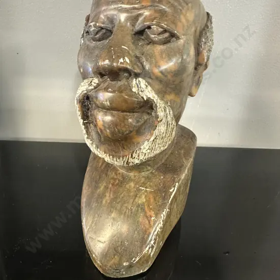 African Stone Head Figure Bust H17.5cm.