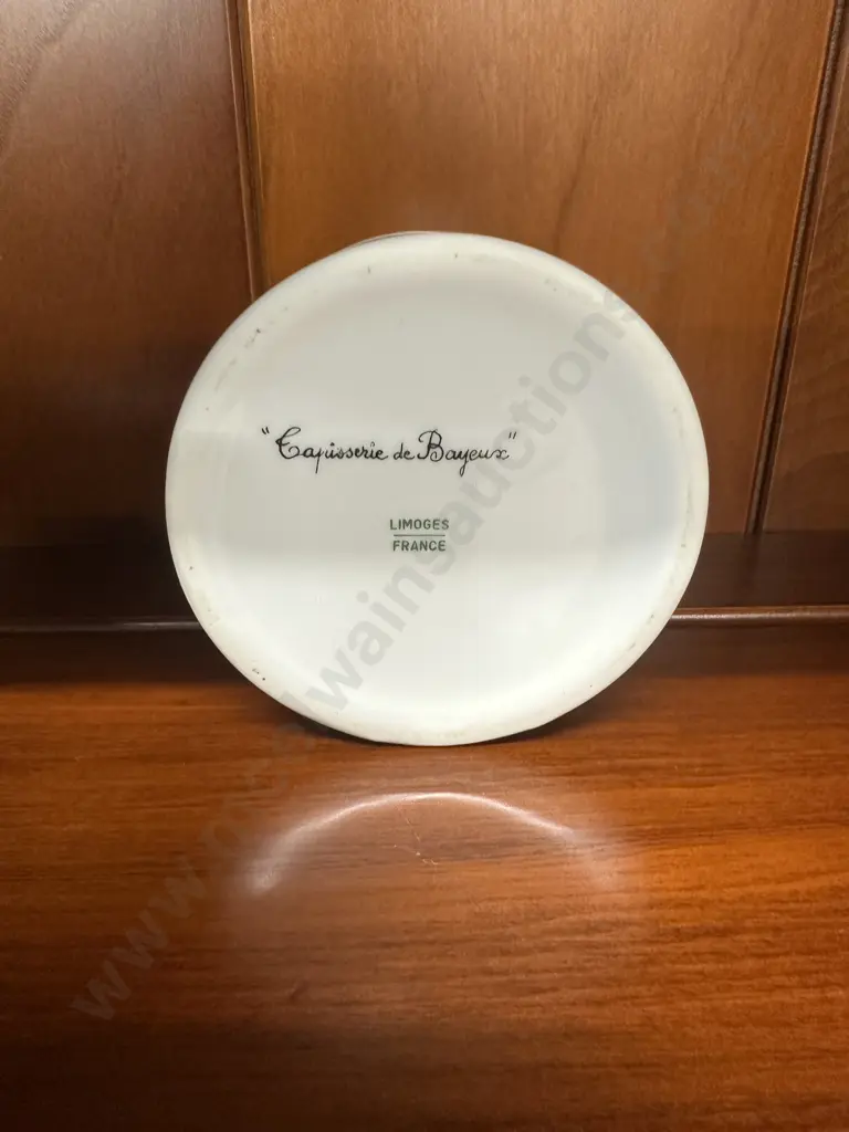 Limoges Capisserie de Bayeux Apothecary Lidded Dresser Jar Image 1++