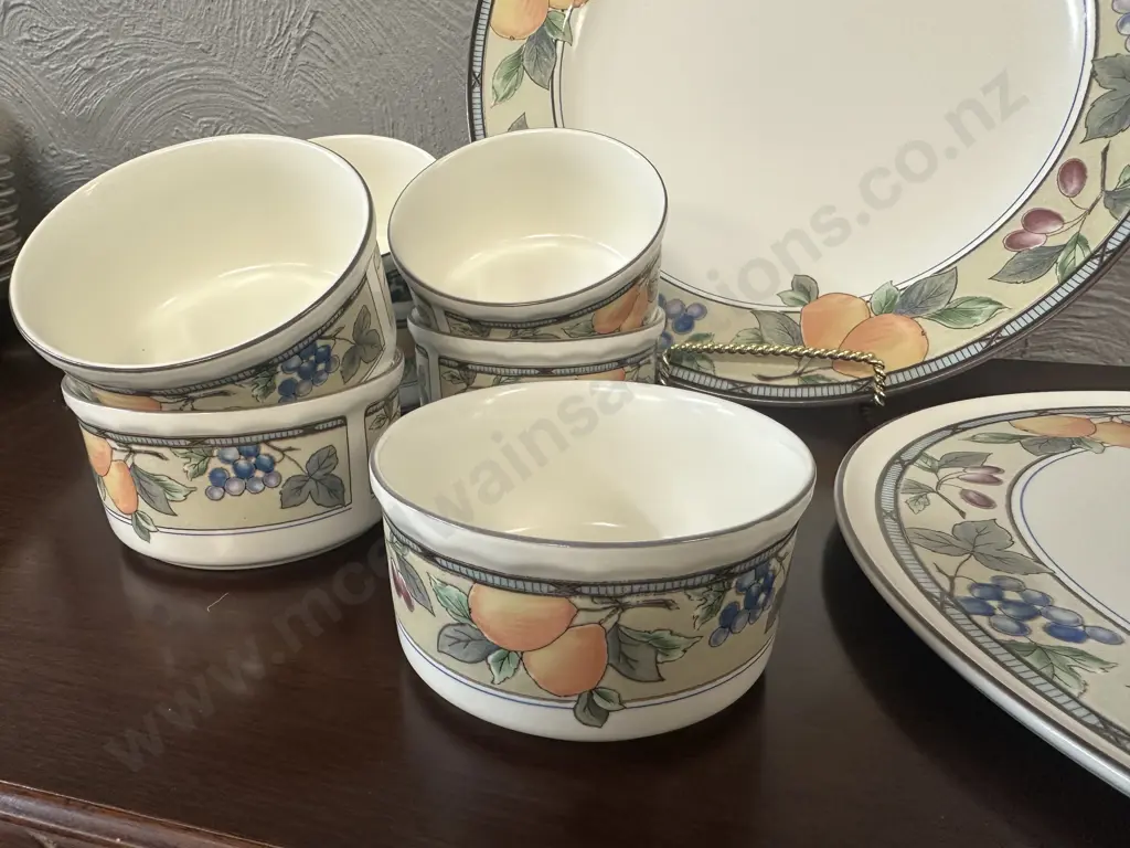 Mikasa Intaglio Garden Harvest Cake Plate, Large Round Serving Platter & Souffle Dishes Image 1++