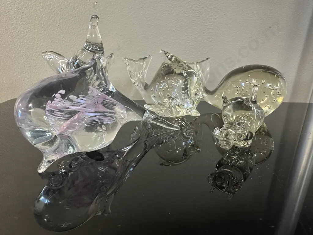 Selection Of Glass Items Including Hokitika Glass Studio Dolphin, Whale Etc Image 1++