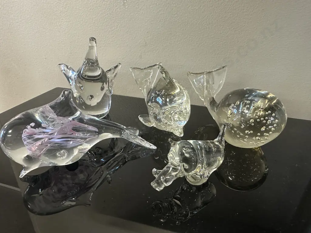 Selection Of Glass Items Including Hokitika Glass Studio Dolphin, Whale Etc Image 1++