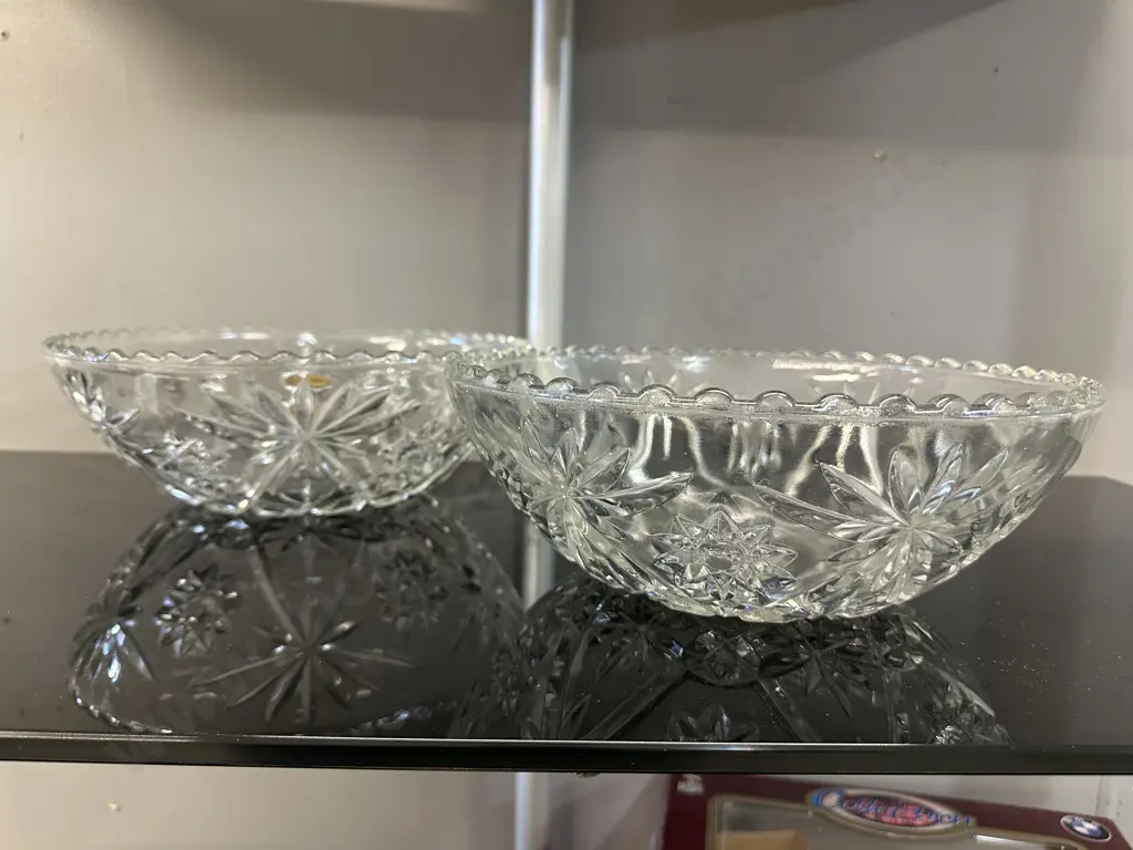 Pair Of Vintage Early American Crystal Bowls Image 1++