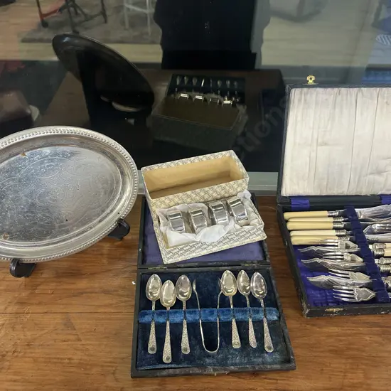 Selection of Fish Cutlery Set, Napkin Rings Etc