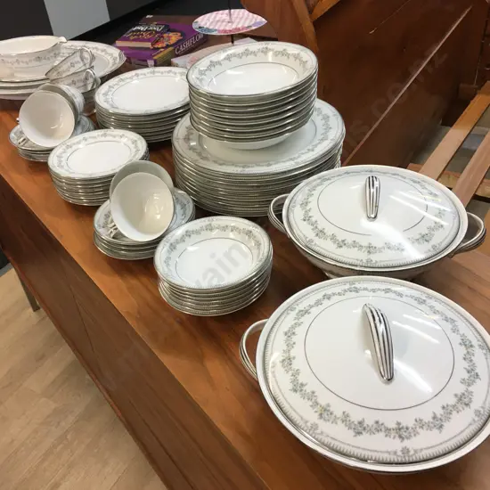 Vintage Noritake Dinner Ware Norwood Design Pattern As Found Condition Including Platters, Gravy Boat & Tureens