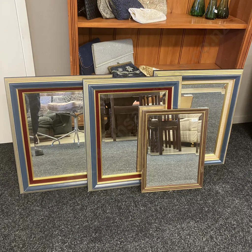 Lot of 4 Mirrors - 45 x 34 & 60 x 50cm (AF) Need Fittings To Hang Image 1++