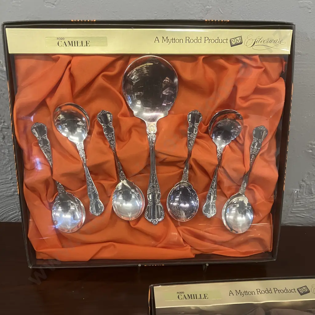 Rodd Camille Silverware Boxed Sets x 3 With A Bedford Plate Cased Dessert Set Image 1++