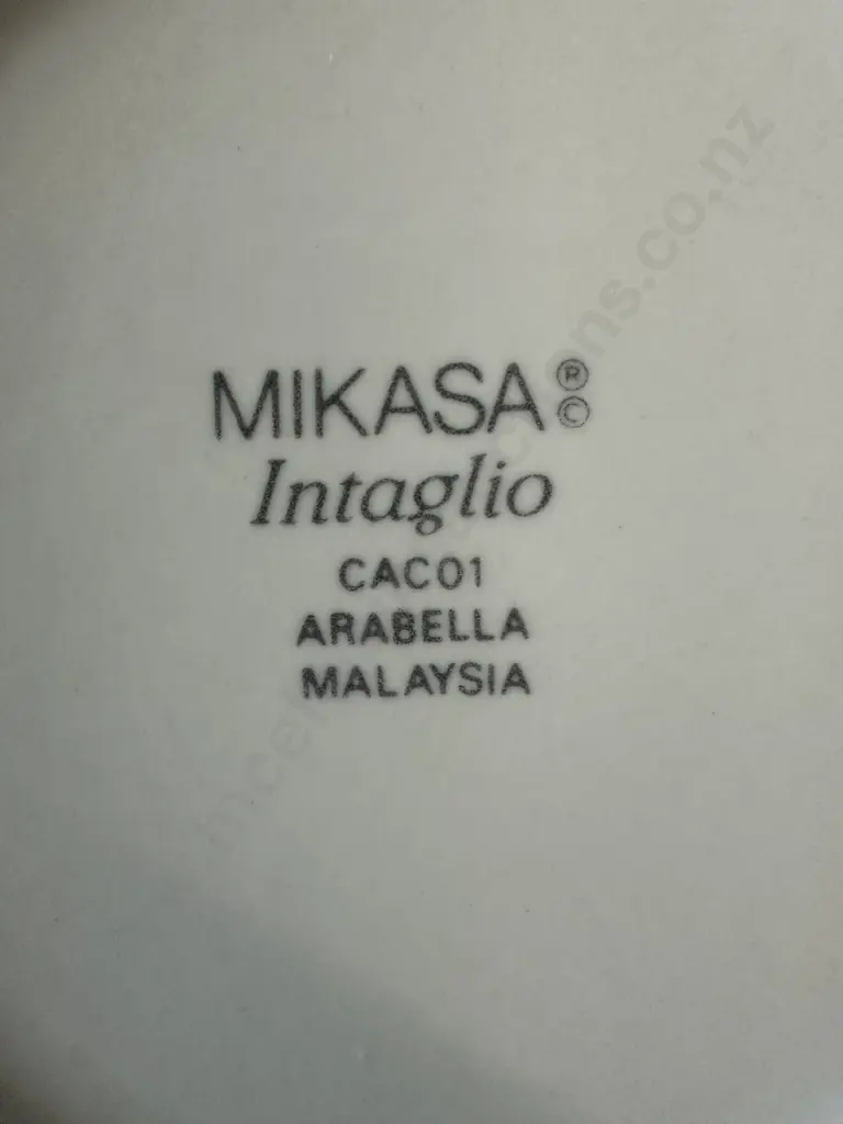 Mikasa Intagilio Arabella Malaysia Tea Cup & Saucers x5 Navy Blue Tulip & Vines On Rustic Background Image 1++