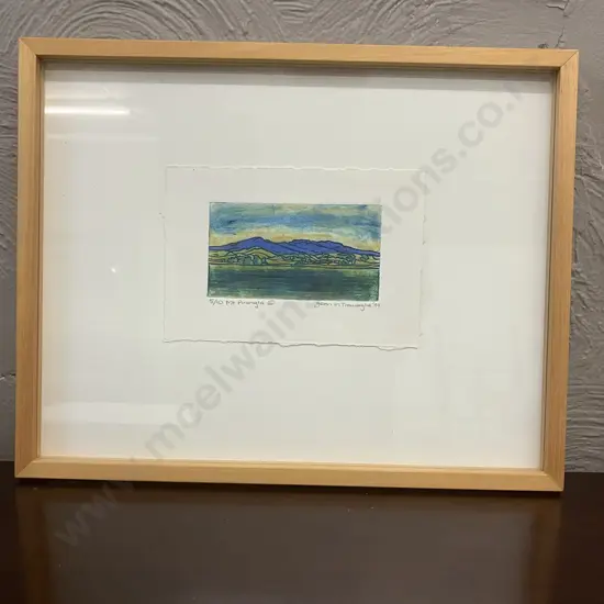 Mt Pirongia by Joan M Travaglia '99  5/10 Framed Artwork. 30 x 39cm