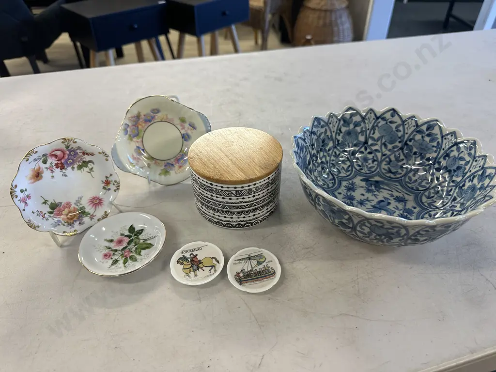 Selection Of Demi Dishes, Butlers Cannister & Blue & White Japanese Bowl Image 1++