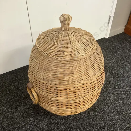 Woven Cane Ali Baba Basket With Lid. H59cm