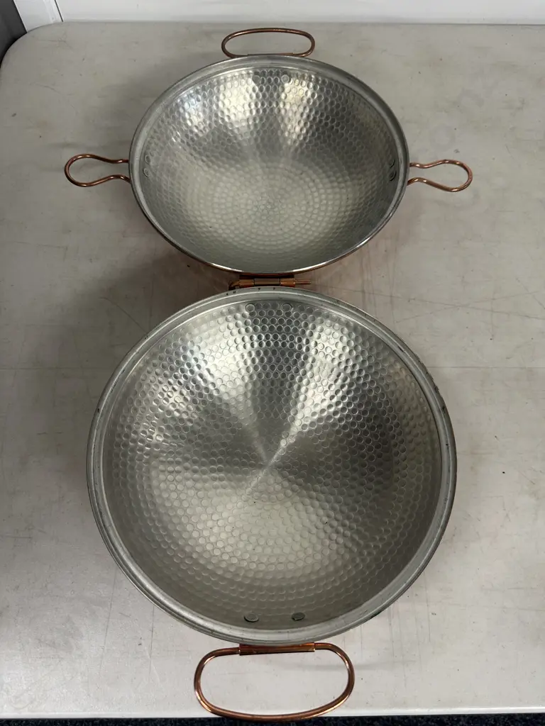 Traditional Portuguese Hammered Copper Food Steamer Pot Image 1++
