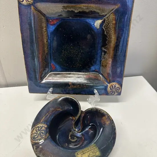 Irish Pottery by Colm de Ris Bowl & Square Platter