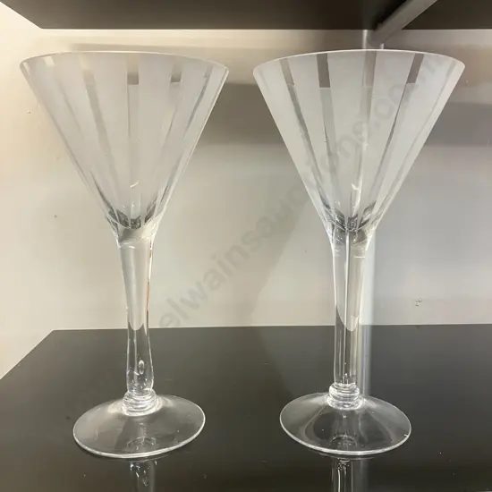 Two Large Glass Cocktail Glasses. H30cm