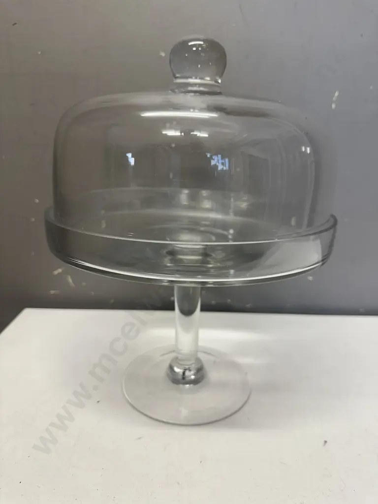 French Country Large Glass Cake Stand With Cover Image 1++