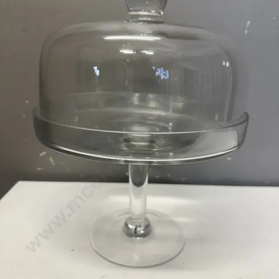 French Country Large Glass Cake Stand With Cover
