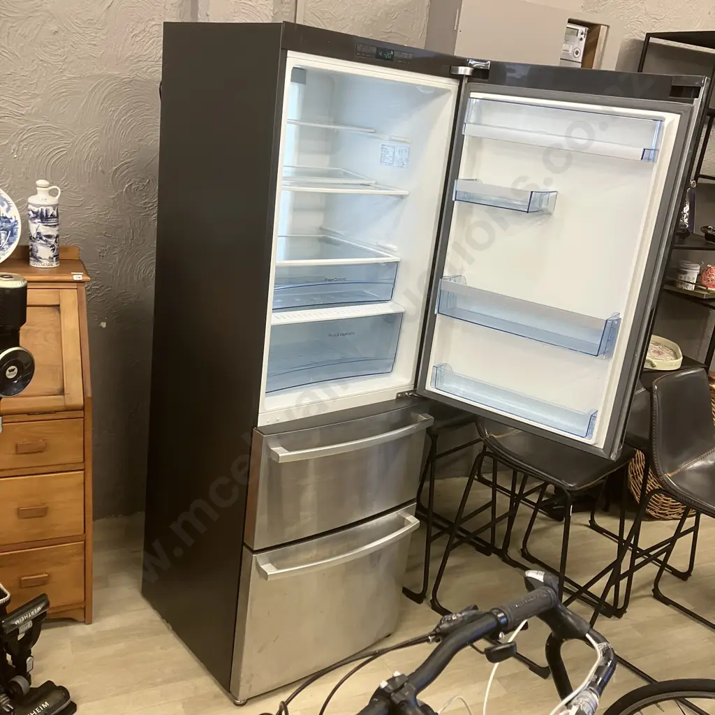 Haier AFL628CX Top Mount Fridge Freezer, 2 Drawer Freezer Compartment, Stainless Steel Image 1++