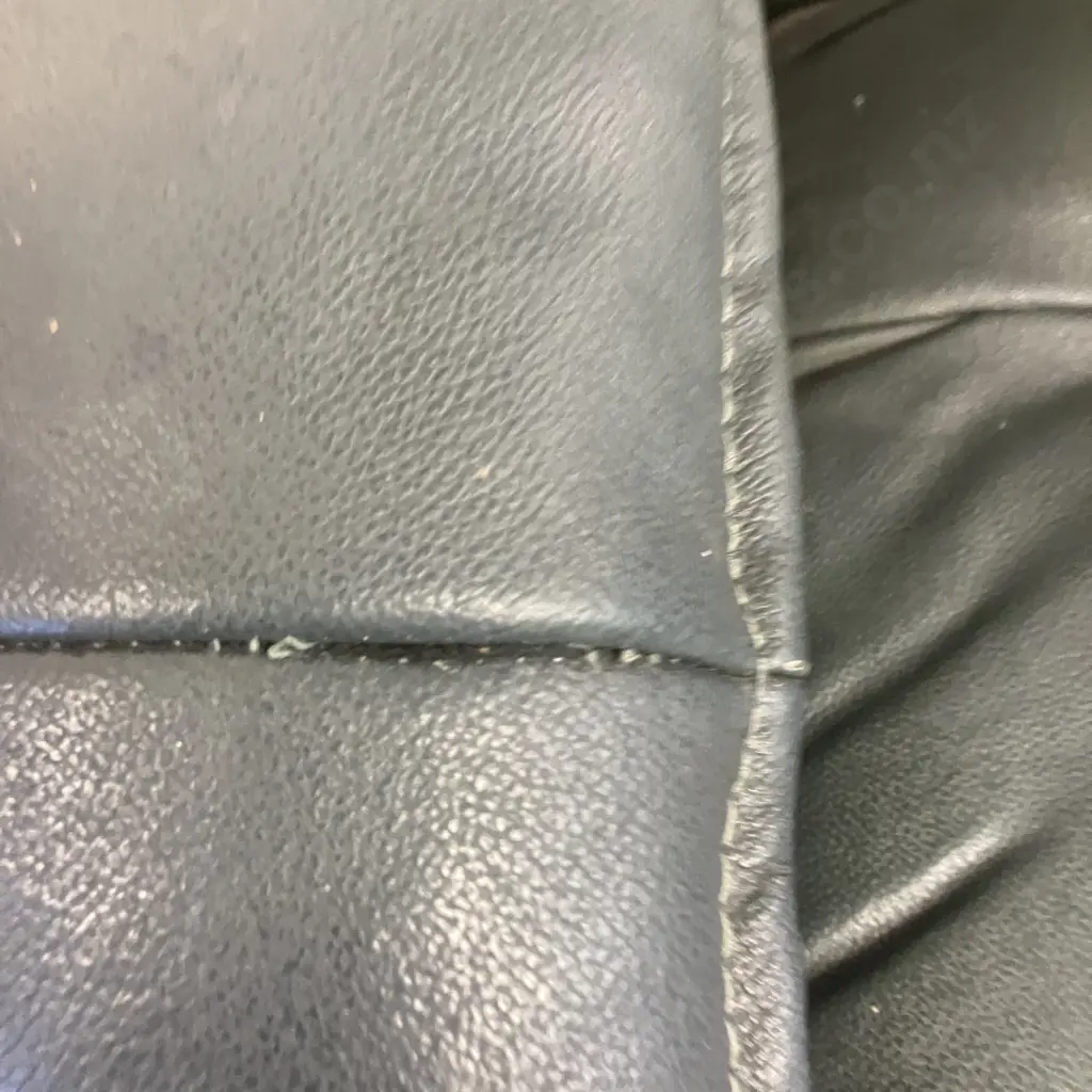 Blue Leather Effect Stressless Style Swivel Chair With Green Leather Effect Footstool (As Found) Image 1++