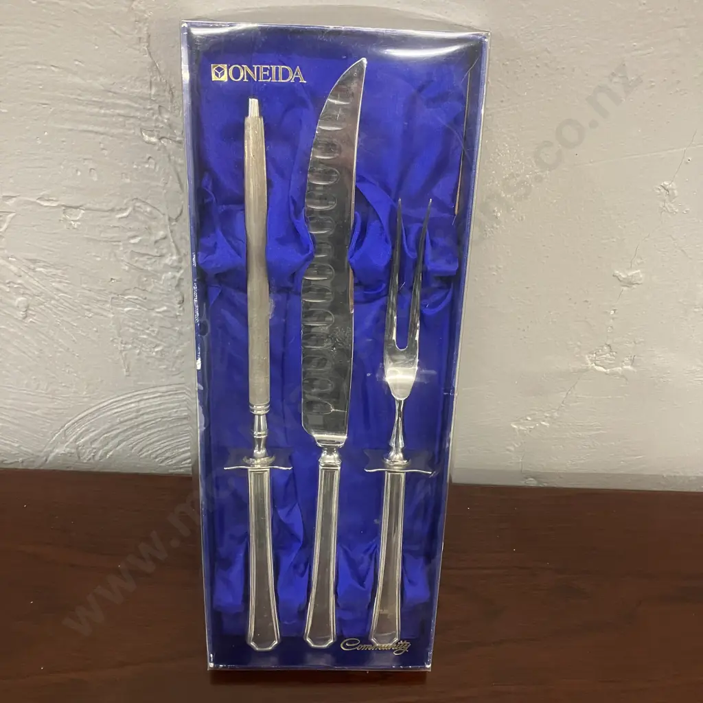Oneida Community SENECA Silverplate Carving Set - Boxed Image 1++