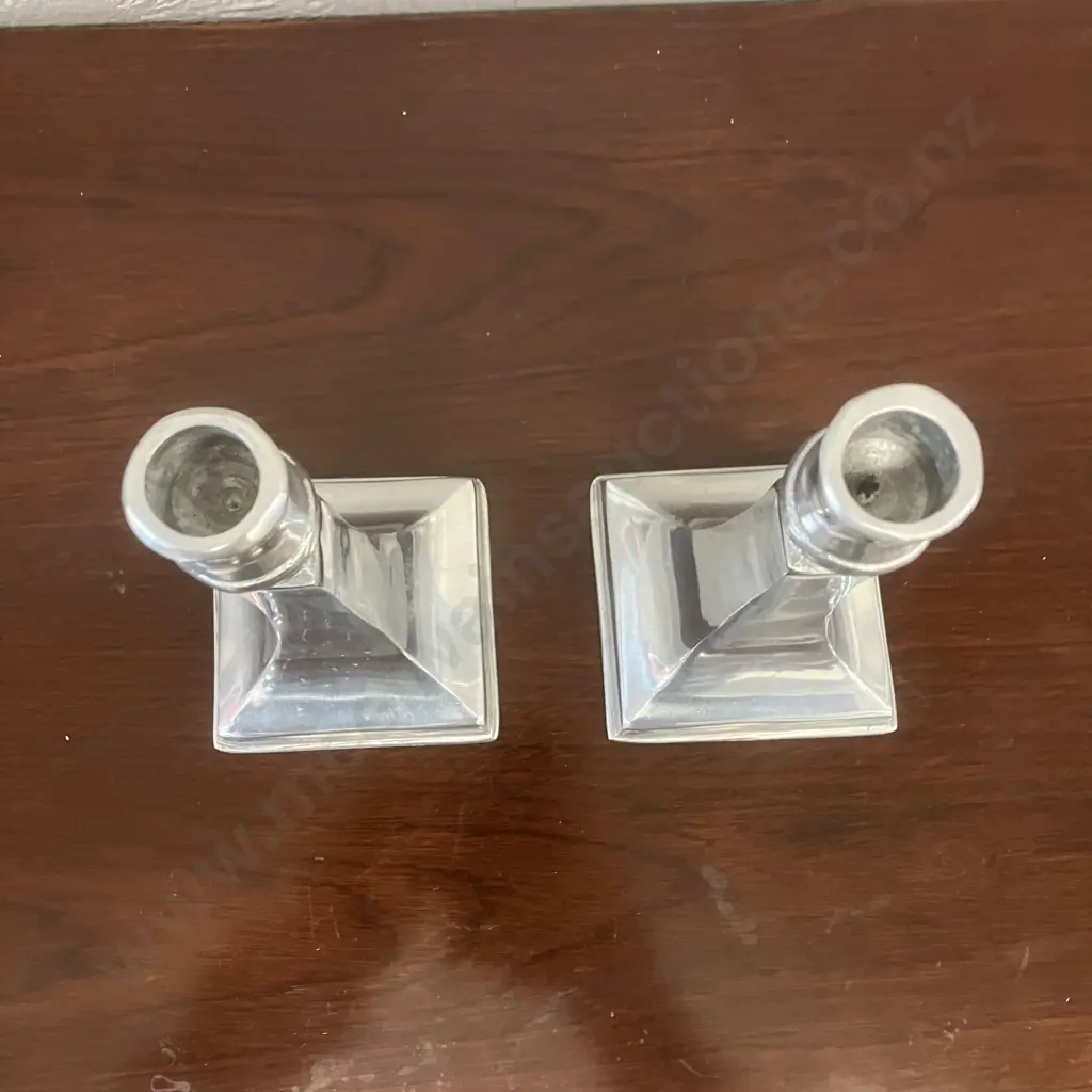 Pair of New Zealand Pewter Candlesticks. H19cm Image 1++