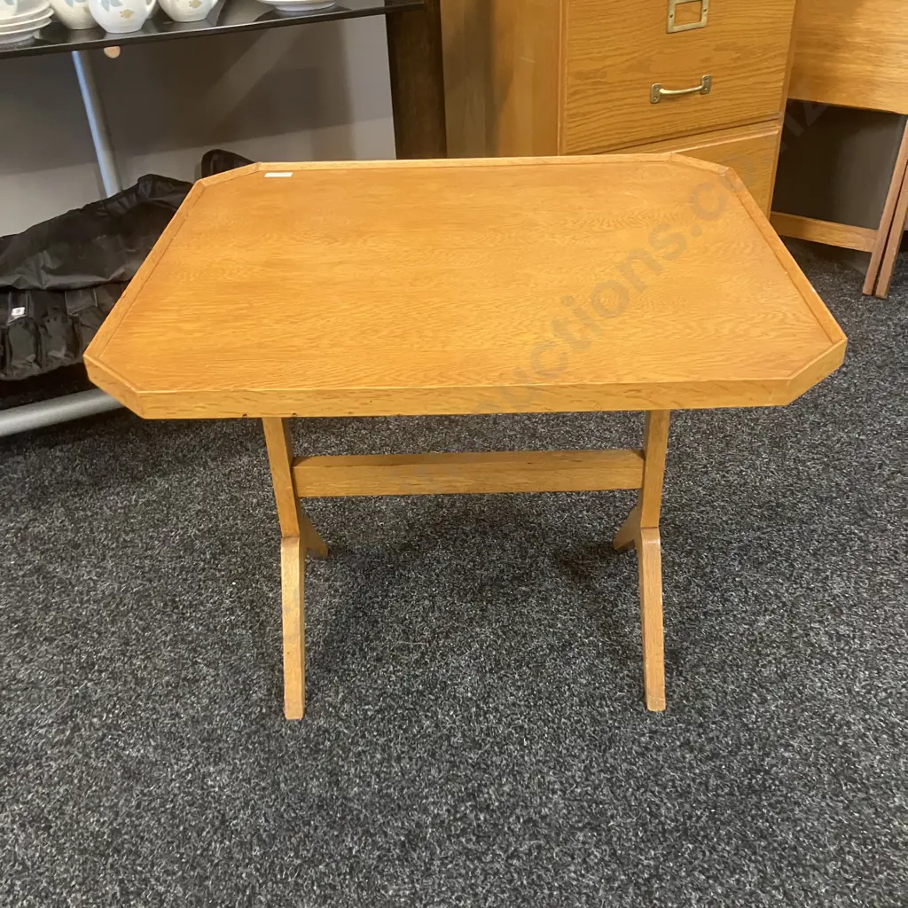 Art Deco Oak Side Table With Hinged Tilting Top. H52 W62 D53cm Image 1++