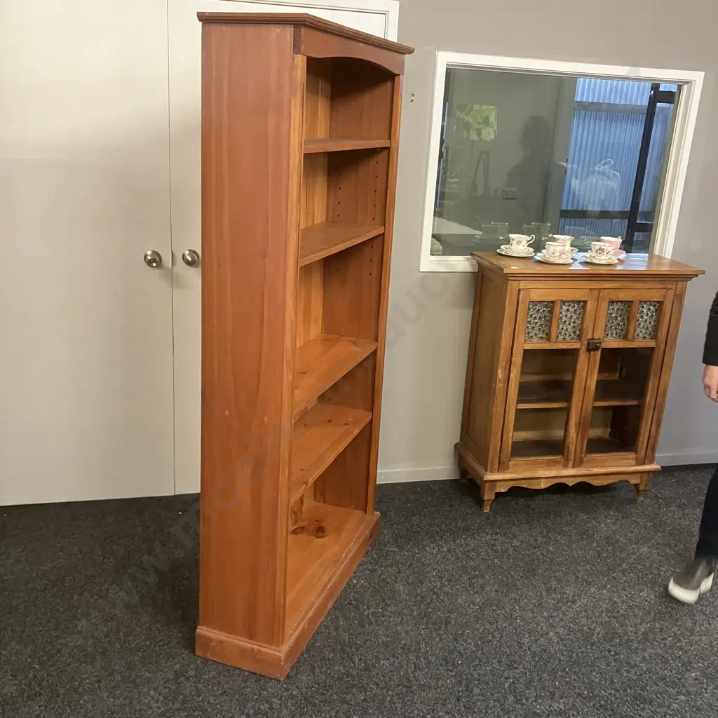 Cornwall Country Pine Bookcase, 4 Shelves, Tongue & Groove Back, Badged. H186 W95 D30cm Image 1++