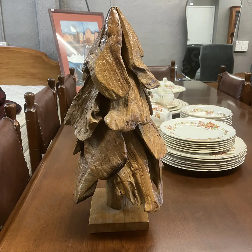 Teak Wooden Ornamental Tree / Christmas Tree. H40cm Image 1++