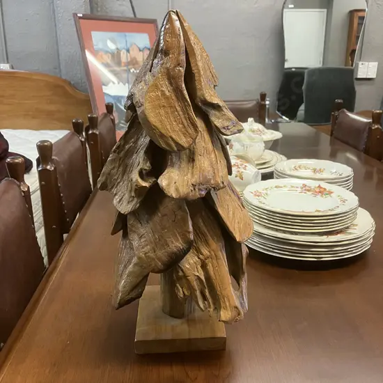 Teak Wooden Ornamental Tree / Christmas Tree. H40cm