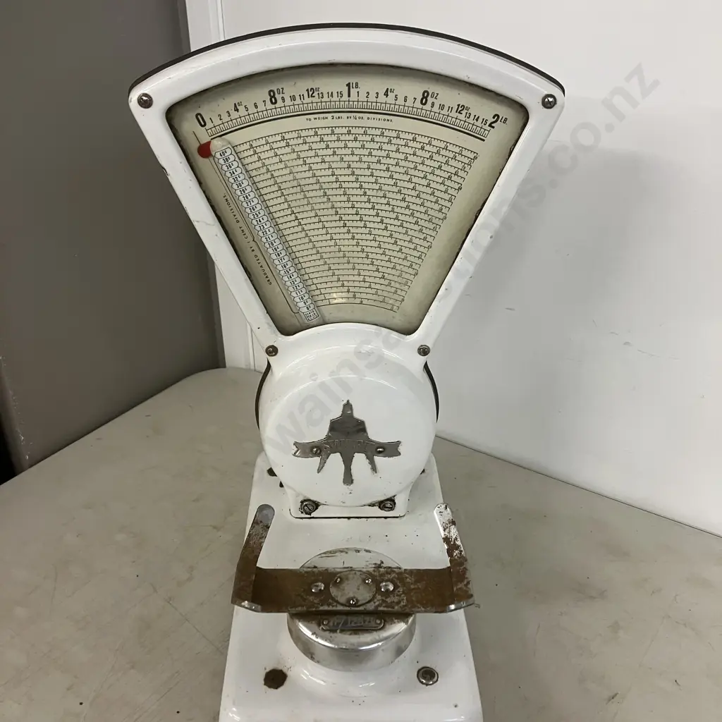 Vintage 1960’s Swift Sweet Shop Grocery Counter Top Scales - To Weigh 2lbs / Graduated By 1 Cent Divisions. H50cm Image 1++