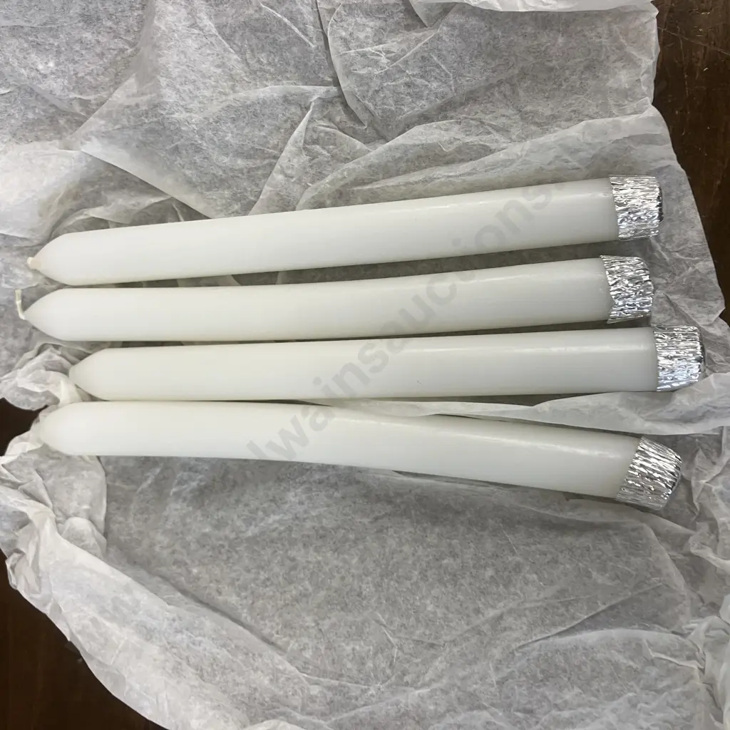 GEORG JENSEN Season Candleholder, Mirror Polished Stainless Steel, In Box With Four White 23cm Candles Image 1++