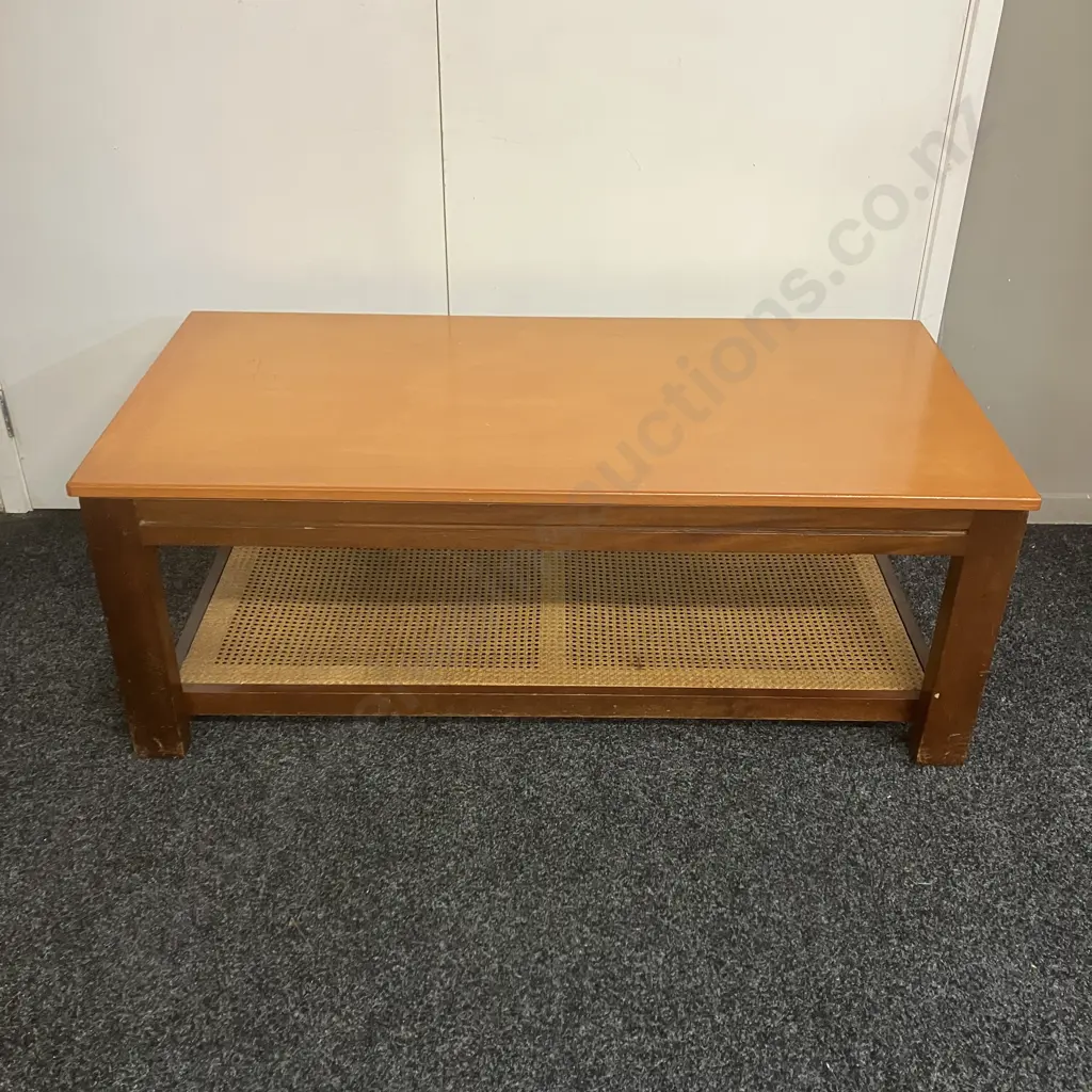 Mahogany & Smoked Glass Games Coffee Table With Rattan Undershelf, Assorted Games & Guides. H46 W122 D60cm Image 1++