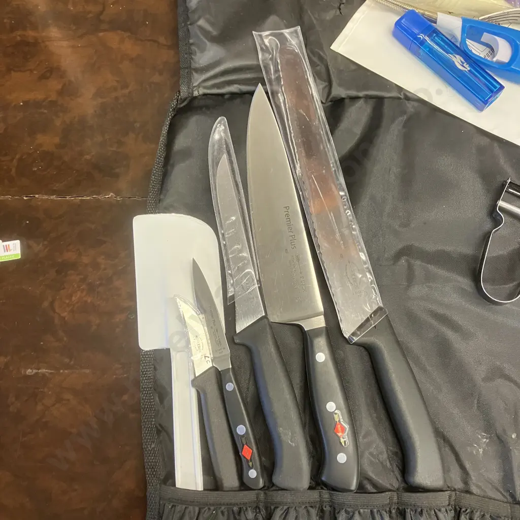 House of Knives 12 Slot Knife Roll Black With 5 F.Dick German Knives, Kitchen Gearz Steel, Etc Image 1++