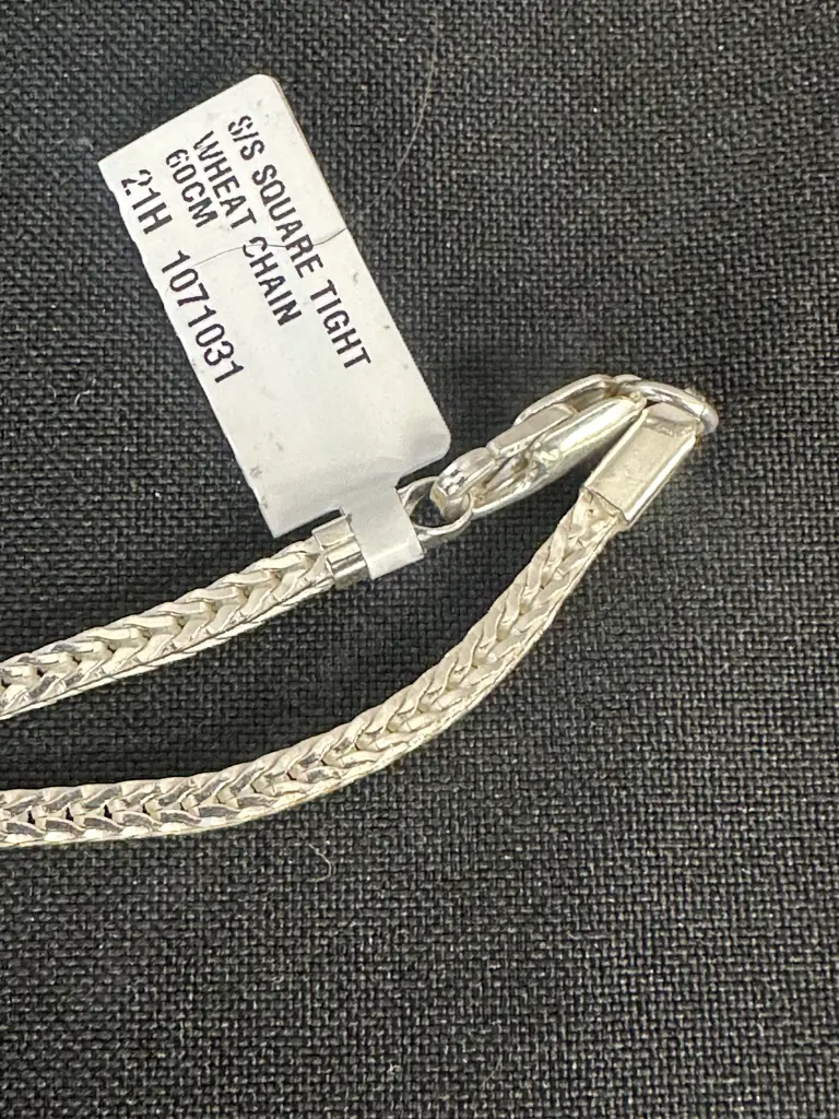 New Sterling Silver Square Tight Wheat Chain 60cm. Image 1++
