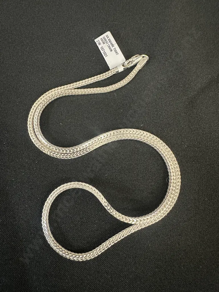 New Sterling Silver Square Tight Wheat Chain 60cm. Image 1++