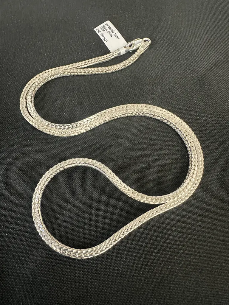 New Sterling Silver Square Tight Wheat Chain 60cm. Image 1++