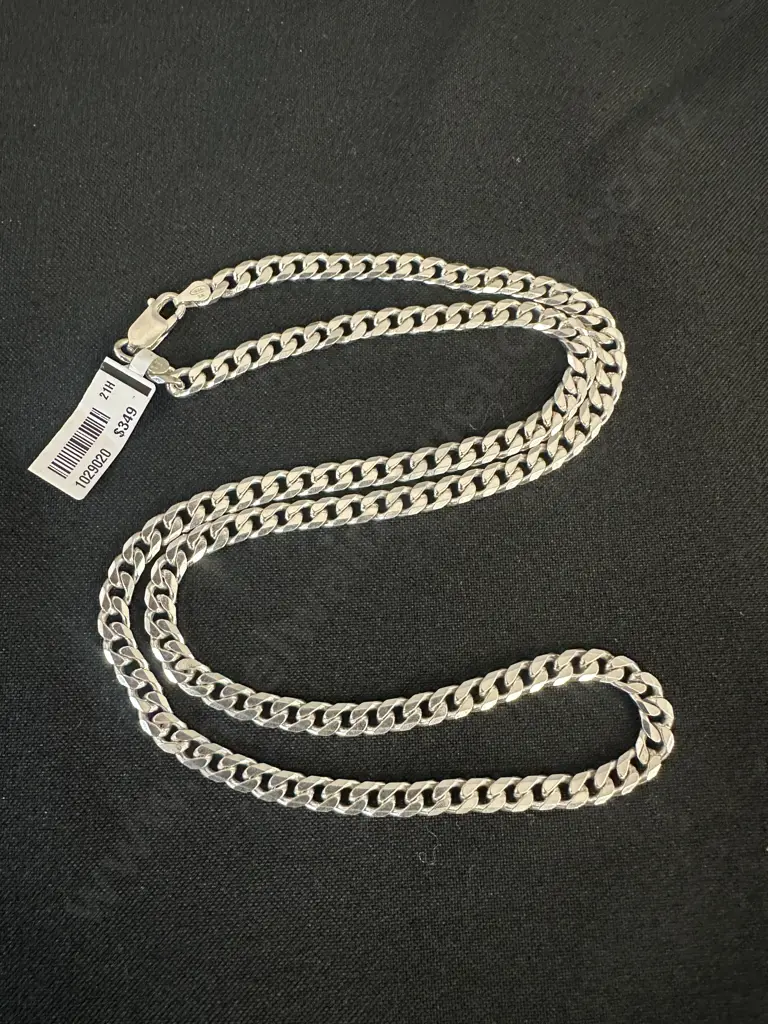 New Sterling Silver 60cm Curb Link Necklace Image 1++