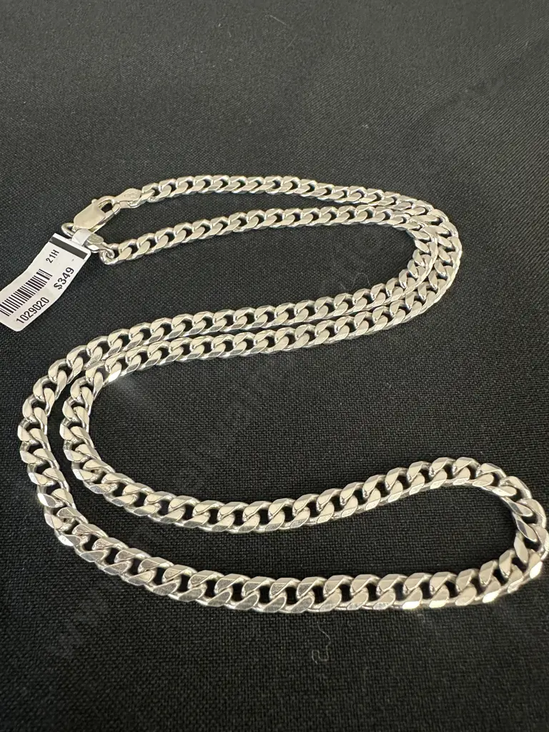 New Sterling Silver 60cm Curb Link Necklace Image 1++