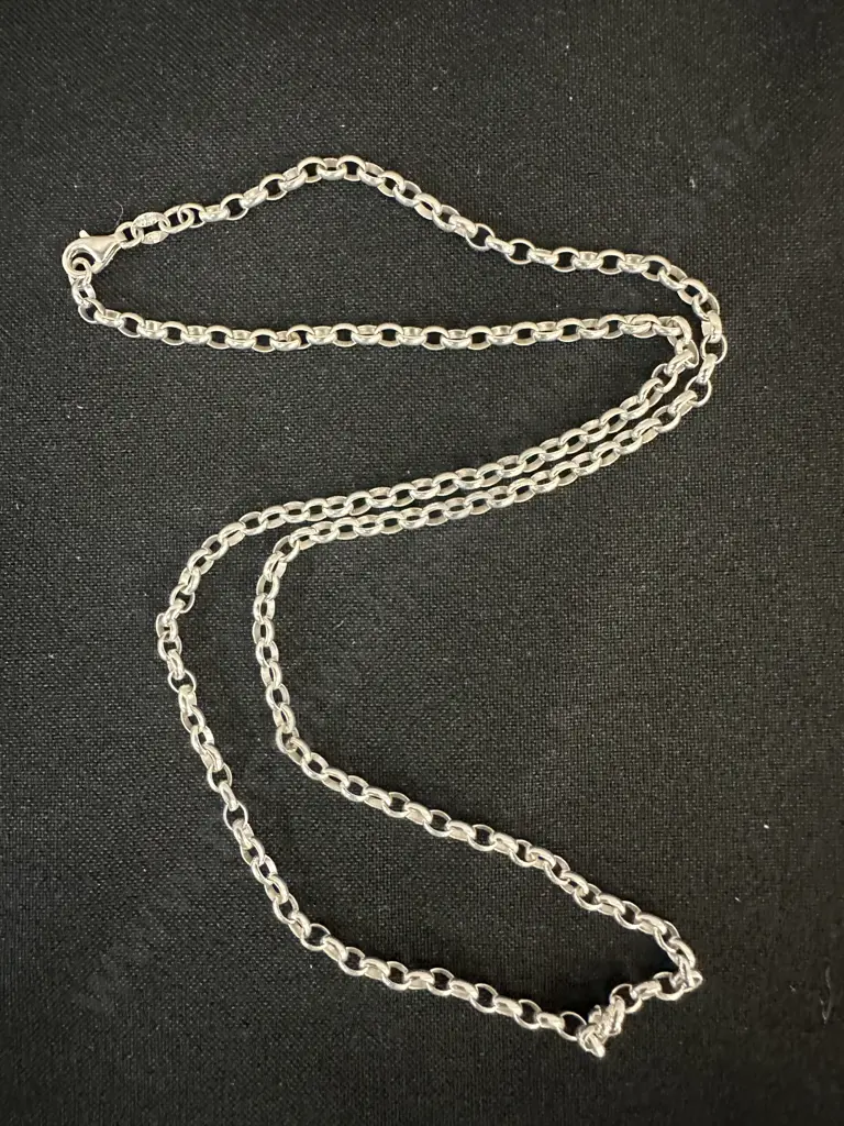 Sterling Silver Oval Belcher Chain Stamped Image 1++