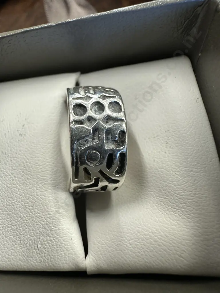 Stamped 925 Patterned Band Ring Image 1++
