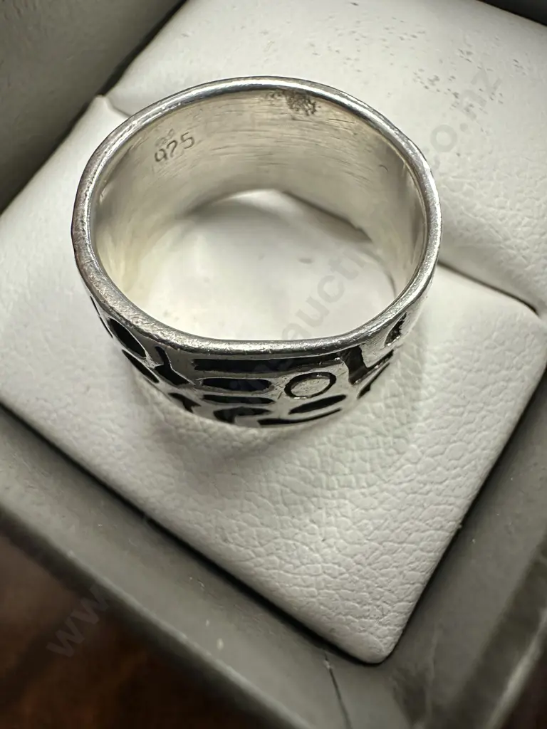 Stamped 925 Patterned Band Ring Image 1++
