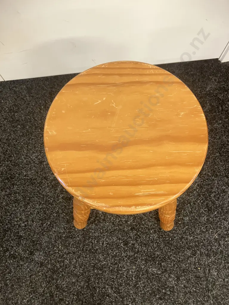 Vintage Pine Wooden Stool. H45cm Image 1++