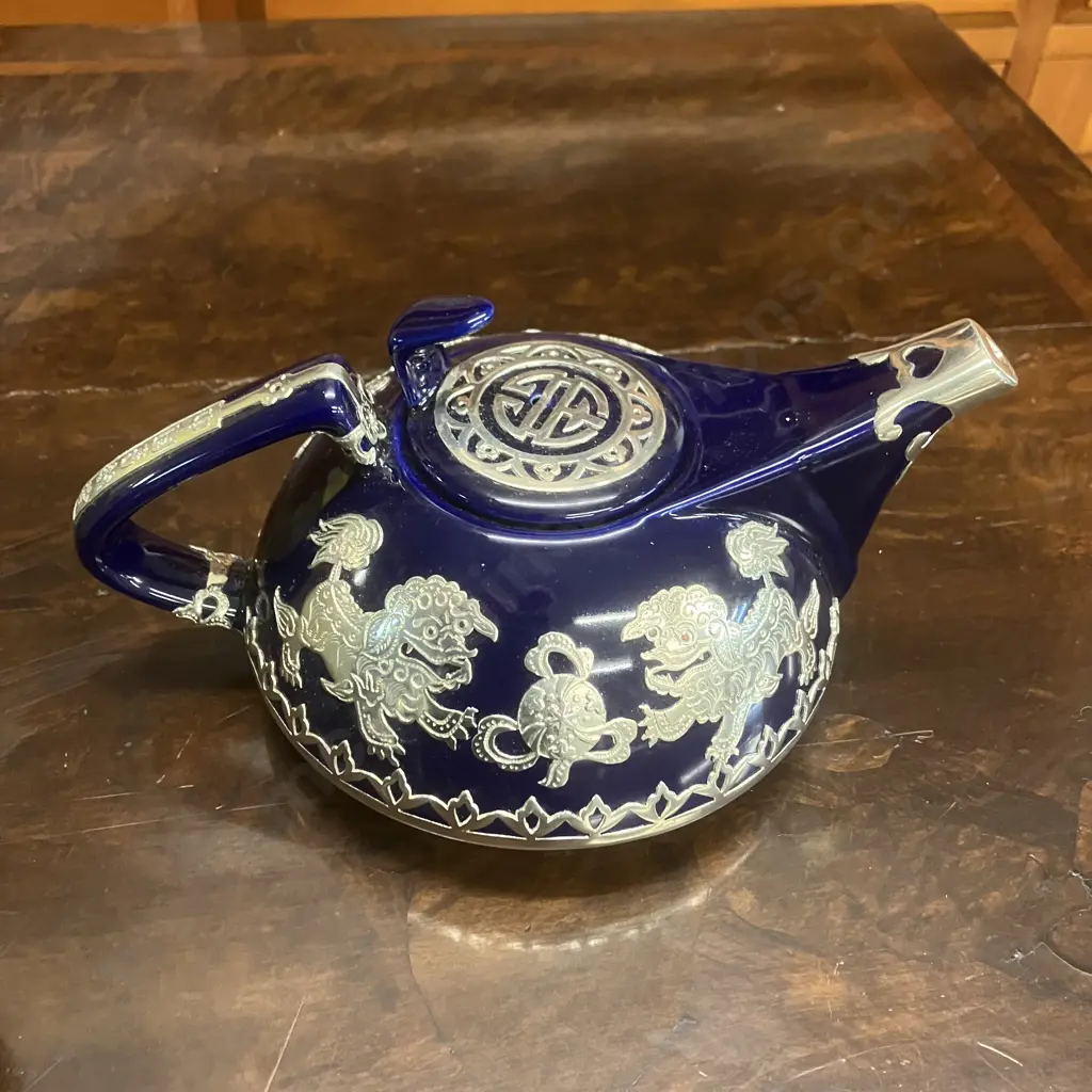 NEW Chinese Yantai Tin Tea Set, Sapphie Blue - Ji Wen Zhai Art Ware Factory, Yantai City, China,  Chinese Tea Set Image 1++