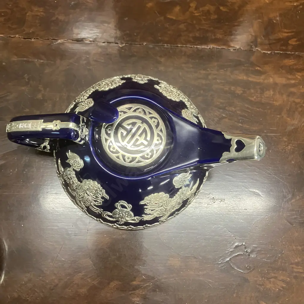 NEW Chinese Yantai Tin Tea Set, Sapphie Blue - Ji Wen Zhai Art Ware Factory, Yantai City, China,  Chinese Tea Set Image 1++