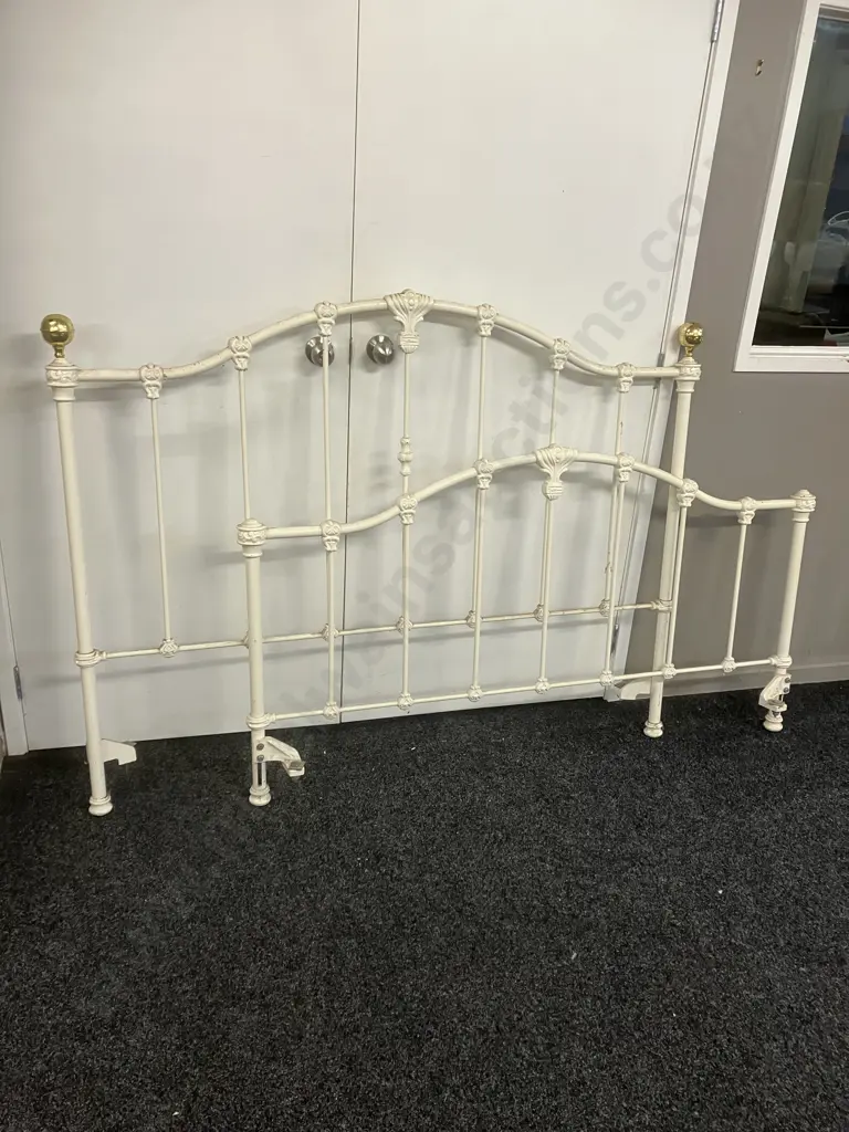 Cream Wrought Iron Bed Ends (No Rails). 122 x 154cm Image 1++