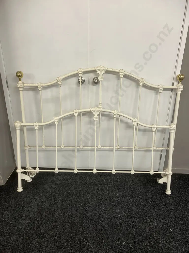 Cream Wrought Iron Bed Ends (No Rails). 122 x 154cm Image 1++